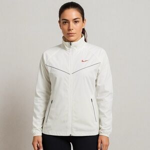 Nike Women’s Windbreaker Jacket White Lightweight Running Zip Up Size Medium